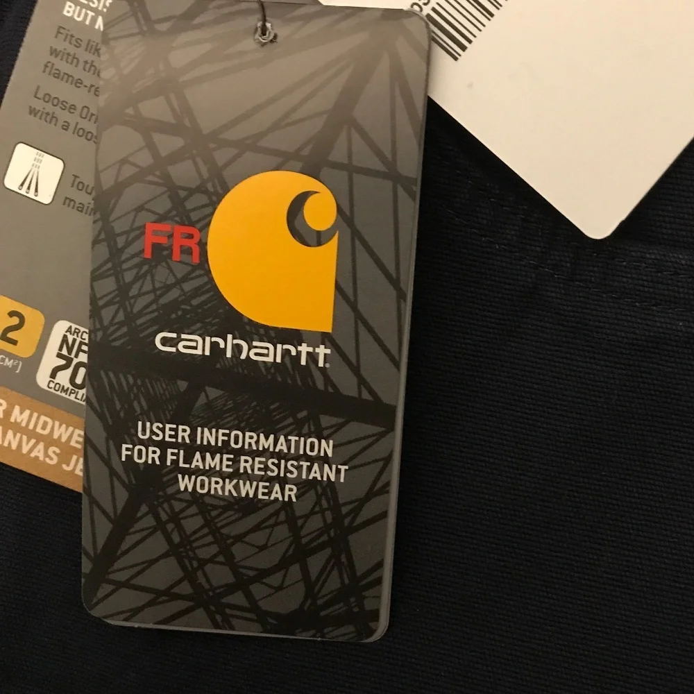 CARHARTT FLAME-RESISTANT MIDWEIGHT NAVY CANVAS PANT-LOOSE FIT 36 X 30